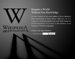 Wikipedia shuts down in protest of SOPA