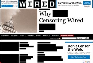 Wired homepage on blackout day
